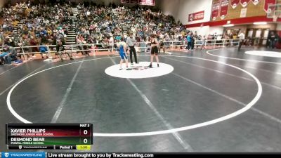 105 lbs Champ. Round 1 - Desmond Bear, Powell Middle School vs Xavier Phillips, Shoshoni Junior High School