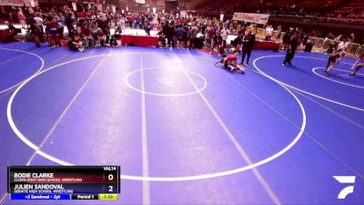 126 lbs Cons. Round 5 - Bodie Clarke, Clovis West High School Wrestling vs Julien Sandoval, Servite High School Wrestling