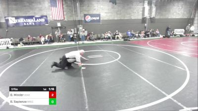 57 lbs Rr Rnd 3 - Bentley Minder, Governors vs Benjamin Sapienza, Wrecking Crew