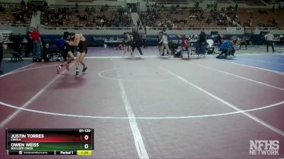 D1-120 lbs Champ. Round 1 - Owen Weiss, Boulder Creek vs Justin Torres, Cibola