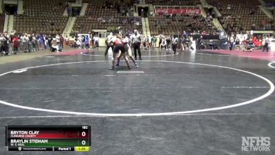 182 lbs Semifinal - Bryton Clay, Cleburne County vs Braylin Stidham, W. S. Neal