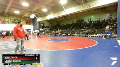 150 lbs Cons. Round 2 - Korei Taylor, Citrus Hill vs Lincoln Canahui, Dana Hills