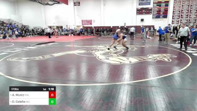 170 lbs Quarterfinal - Alex Muniz, Rocky Hill vs Dante Colella, Bacon Academy