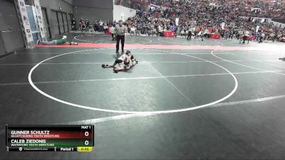 54 lbs Champ. Round 2 - Gunner Schultz, Gillett/Suring Youth Wrestling vs Caleb Ziedonis, Waterford Youth Wrestling