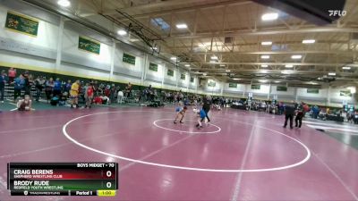 70 lbs Cons. Round 5 - Brody Rude, Redfield Youth Wrestling vs Craig Berens, Shepherd Wrestling Club