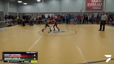 62 lbs Cons. Round 3 - Edward Lewis Jr, Powhatan Youth Wrestling Club vs Wyatt Matthews, Scanlan Wrestling Academy