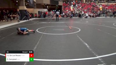 40 lbs Quarterfinal - Owen De Los Reyes, Kansas Young Guns Wrestling Cl vs Conor Campbell, Derby Wrestling Club