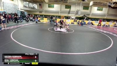 73 lbs Quarterfinal - Hayden Robinson, Thermopolis Wrestling Club vs Emily Kirkman, Heights Wrestling Club