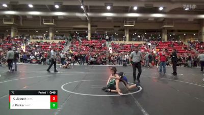 76 lbs Quarterfinal - Kiptyn Jaeger, Chaparral Kids Wrestling Club vs Jace Parker, Mulvane Wrestling Club