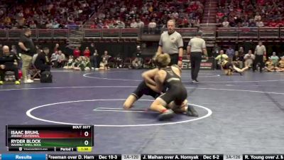 3A-138 lbs Quarterfinal - Ryder Block, Waverly-Shell Rock vs Isaac Bruhl, Ankeny Centennial