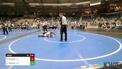 100 lbs Final - Gage Rackley, Choctaw Ironman Youth Wrestling vs Broderick Perkins, Team Tulsa Wrestling Club