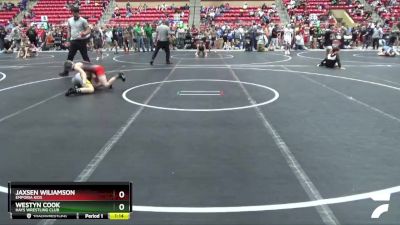 96 lbs Cons. Round 3 - Jaxsen Wiliamson, Emporia Kids vs Westyn Cook, Hays Wrestling Club