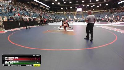 6A - 285 lbs Cons. Round 1 - Brayden Shin, Olathe West vs James Moore, Wichita-West