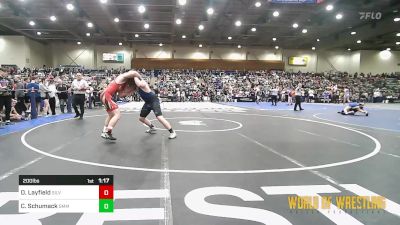 200 lbs Round Of 64 - Owen Layfield, Silver State Wrestling Academy vs Corbyn Schumack, South Medford Mat Club