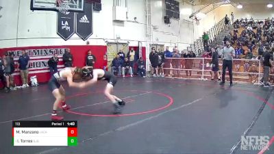 113 lbs Semifinal - Issac Torres, St John Bosco vs Michael Manzano, La Canada