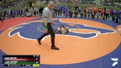 56 lbs Quarterfinal - Luke Driver, Roseburg Mat Club/Umpqua Valle vs Lane Coppini, Cowboy Mat Club