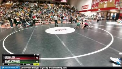 120 lbs Quarterfinal - Jonny Cox, Riverton Middle School vs Owen Jameson, Worland Middle School