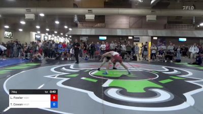 74 kg Cons 32 #2 - Logan Fowler, Higher Calling Wrestling Club vs Timothy Cowan, West Coast Regional Training Center