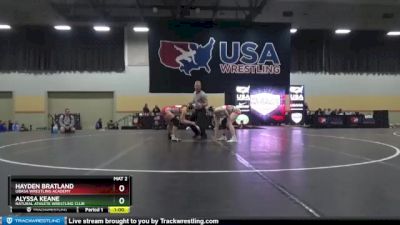 140 lbs Cons. Round 5 - Hayden Bratland, Ubasa Wrestling Academy vs Alyssa Keane, Natural Athlete Wrestling Club