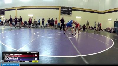 220 lbs Cons. Semi - Cody Shewmaker, Team Jeff Wrestling Club vs Devyn Orman, Northview Wrestling Club