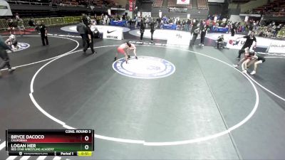 92 lbs Cons. Round 3 - Bryce Dacoco, California vs Logan Her, Red Star Wrestling Academy