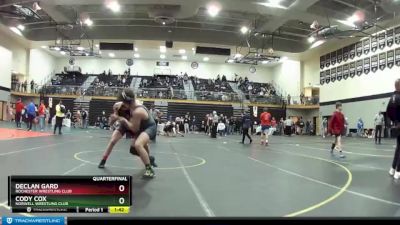 160 lbs Quarterfinal - Declan Gard, Rochester Wrestling Club vs Cody Cox, Norwell Wrestling Club