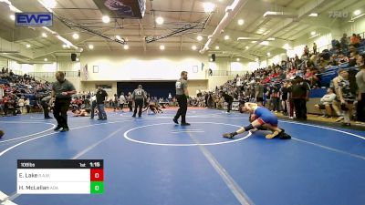 106 lbs Quarterfinal - Elijah Lake, R.A.W. vs Henry McLellan, Ada Youth Wrestling