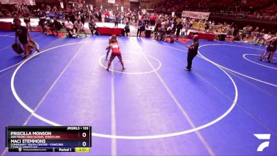 135 lbs Cons. Round 5 - Priscilla Monson, San Pedro High School Wrestling vs Maci Stemmons, Community Youth Center - Concord Campus Wrestling