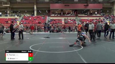 125 lbs Cons. Round 3 - Brody Brown, Thunderbird Wrestling Club vs Robert Thomas, WICHITA WRESTLING CLUB