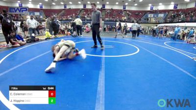 73 lbs Consolation - Corban Coleman, D3 Wrestling Cluib vs Jaxon Higgins, Choctaw Ironman Youth Wrestling