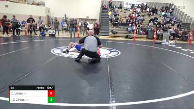 90 lbs Cons. Round 3 - Grayson Zirbes, Alexandria vs Colton Libson, Scoring Edge