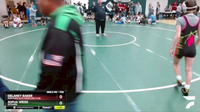 100 lbs Quarterfinal - DeLaney Baker, RawTown Elite Wrestling Club vs Sofija Weiss, Wyoming