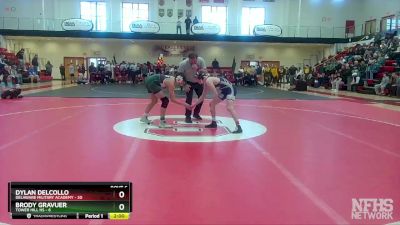 126 lbs Semifinals (8 Team) - Brody Gravuer, Tower Hill HS vs Dylan Delcollo, Delaware Military Academy