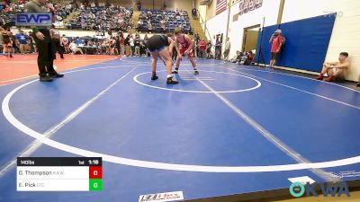 140 lbs Semifinal - Gabel Thompson, R.A.W. vs Ethan Pick, Grove Takedown Club