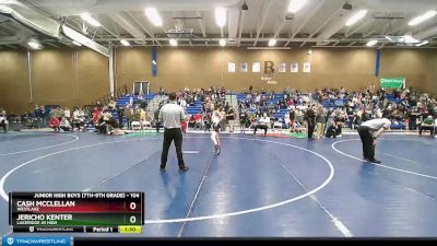 104 lbs Cons. Round 2 - Cash McClellan, Westlake vs Jericho Kenter, Lakeridge Jr High