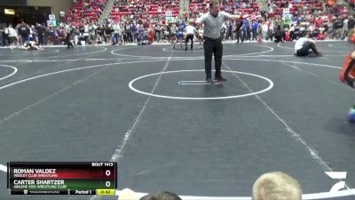 55 lbs Quarterfinal - Carter Shartzer, Abilene Kids Wrestling Club vs Roman Valdez, Wesley Club Wrestling