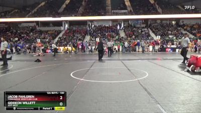 130 lbs Champ. Round 1 - Giddeon Willett, Jeff West vs Jacob Fahlgren, Tonganoxie Wrestling Club