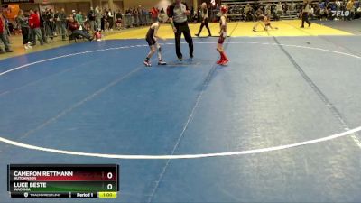 65 lbs Cons. Round 1 - Cameron Rettmann, Hutchinson vs Luke Beste, Waconia