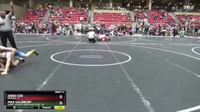 90 lbs Round 2 (6 Team) - Max Salisbury, Honey Badger Wrestling Club vs John Cox, Victory