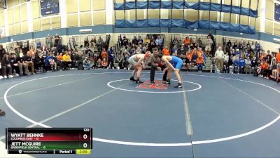 120 lbs Quarters & Wb (16 Team) - Jett McGuire, Greenfield Central vs Wyatt Behnke, Columbus East