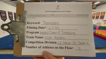 Impact Cheer Tumbling - HIGH ROLLERS [Level 1 L1 Junior - D2 - Small - A] Varsity All Star Virtual Competition Series: Event VII