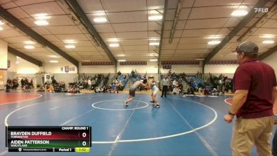 165 lbs Quarterfinal - Aiden Patterson, Wheatland vs Brayden Duffield, Torrington