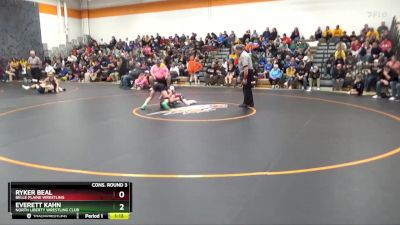 95 lbs Cons. Round 3 - Ryker Beal, Belle Plaine Wrestling vs Everett Kahn, North Liberty Wrestling Club