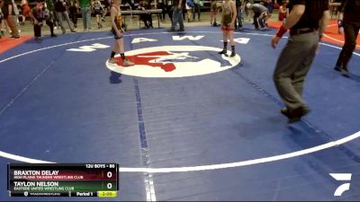 86 lbs Quarterfinal - Braxton Delay, High Plains Thunder Wrestling Club vs Taylon Nelson, Eastside United Wrestling Club