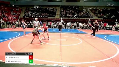 96 lbs Quarterfinal - Brody Johnson, Glenpool Youth Wrestling vs Cade Richardson, Barnsdall Youth Wrestling