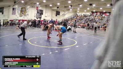 132 lbs Cons. Round 3 - Patrick Flores, Westminster vs Adrian Hadis, Santa Margarita