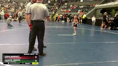 55 lbs Cons. Round 2 - Maddox Verrips, Carroll Cardinals vs Lukas Benedict, Sebolt Wrestling Academy