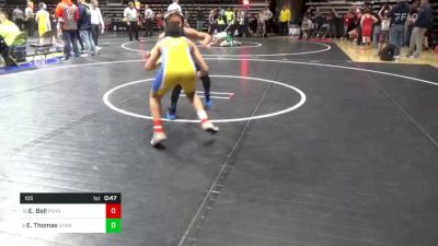 105 lbs Quarterfinal - Elijah Bell, Penn Trafford vs Eli Thomas, Sharpsville