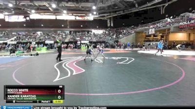 98 lbs Cons. Round 4 - Xander Karatzas, Central Valley Washington vs Rocco White, Couer D Alene