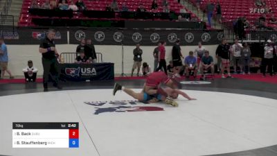 72 kg Semis - Brett Back, Dubuque RTC vs Braden Stauffenberg, Michigan Wrestling Club